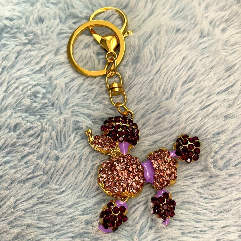 NEW Rhinestones Poodle purse charm/keychain